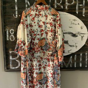 New Boho Floral Kimono Blue Maxi Duster Cardigan Top